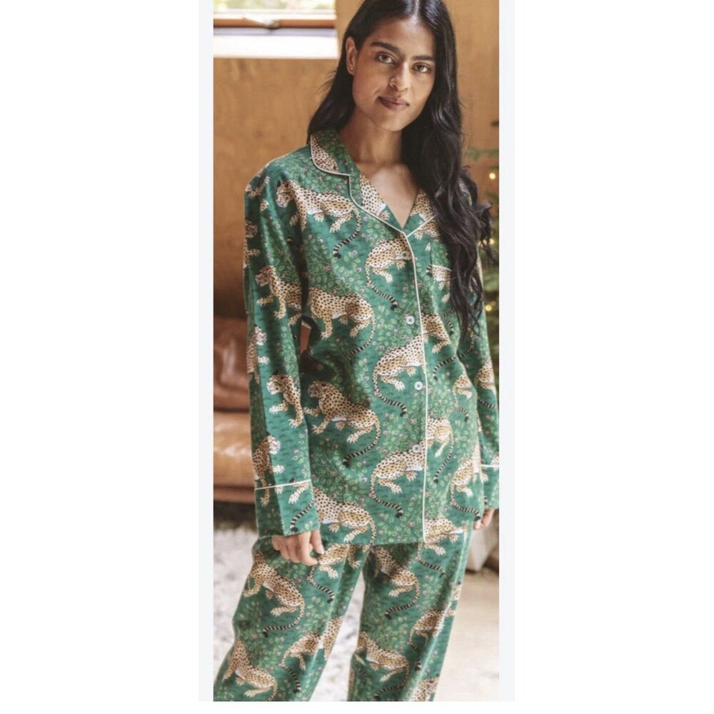 PrintFresh Anthropologie Small Bagheera Forest Pajama Set Long Sleeve Lounge